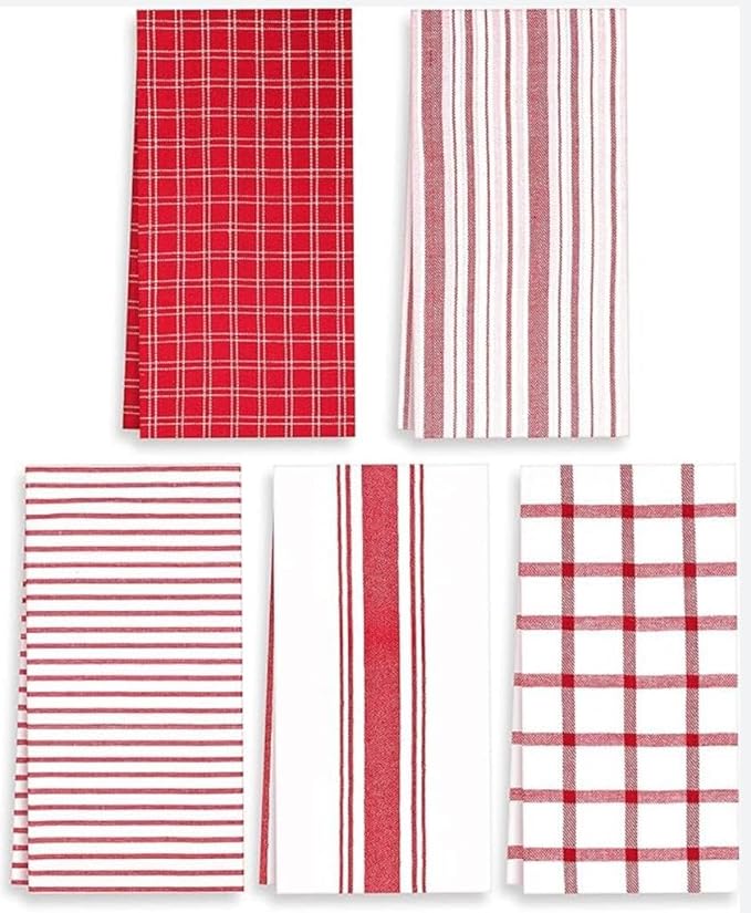 PK Towel Wash Clothes for Kitchen Accessories | Larger Than Standard | 19.70" X 27.5" | Extra Absorbent Dish Cloth | Pack of 5 | Kitchen Washing Clothes | Soft Hand Clothes | 100% Pure Cotton (RED)