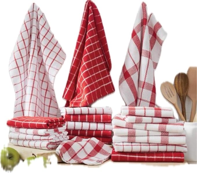 PK Towel Wash Clothes for Kitchen Accessories | Larger Than Standard | 19.70" X 27.5" | Extra Absorbent Dish Cloth | Pack of 5 | Kitchen Washing Clothes | Soft Hand Clothes | 100% Pure Cotton (RED)